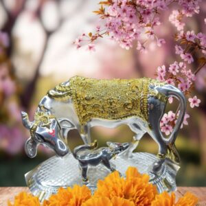 Kamdhenu Cow with Golden & Silver Plating