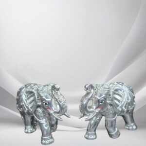 Silver-Plated Elephant Pair