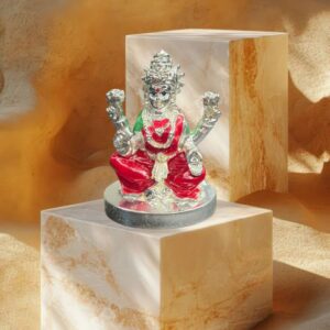 Silver-Plated Lakshmi Ganesh Red Green