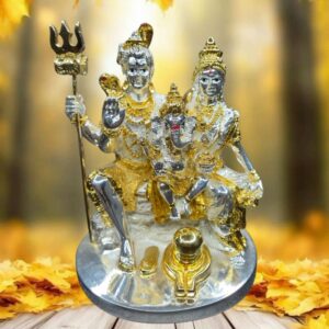Silver Gold Plated Shiv Parivar with Shivling